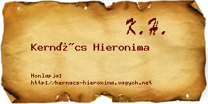 Kernács Hieronima névjegykártya